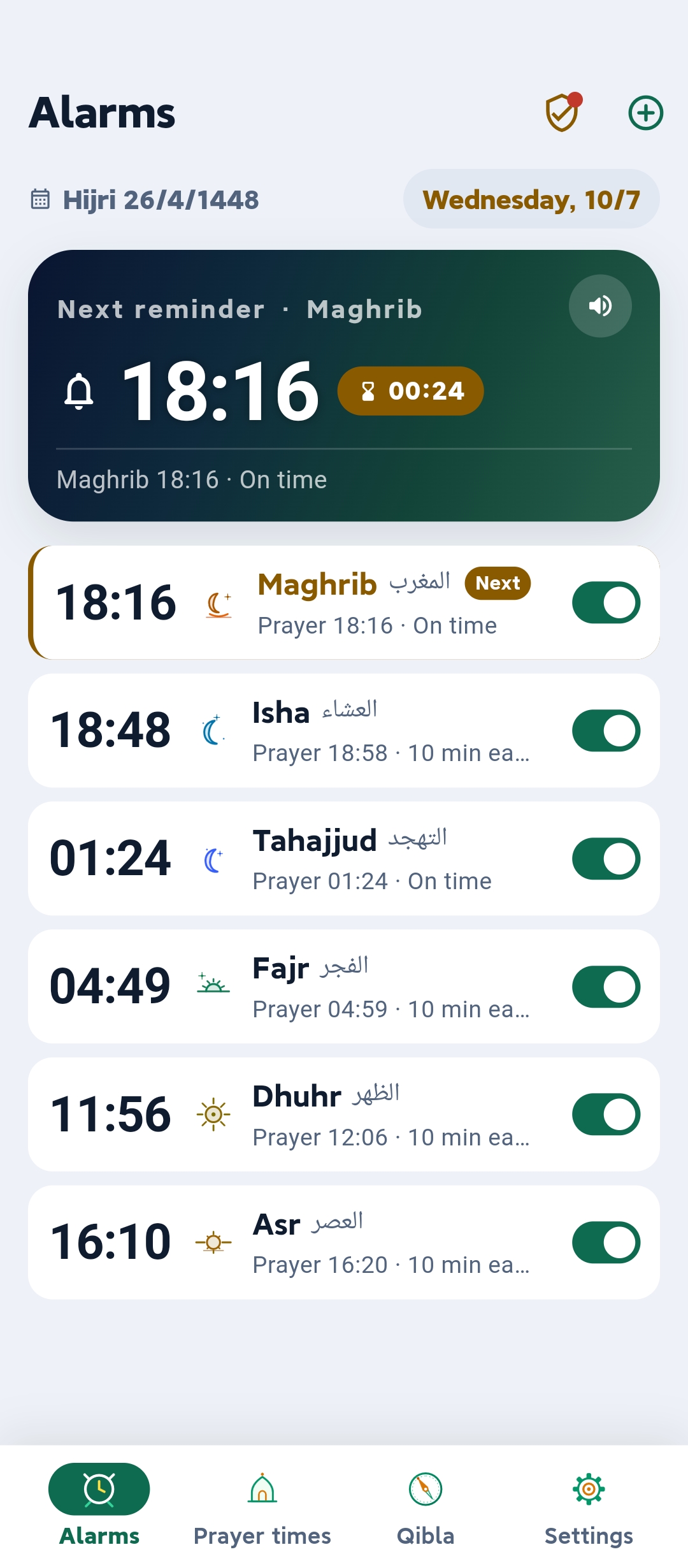 Fajr Alarm prayer-time alerts